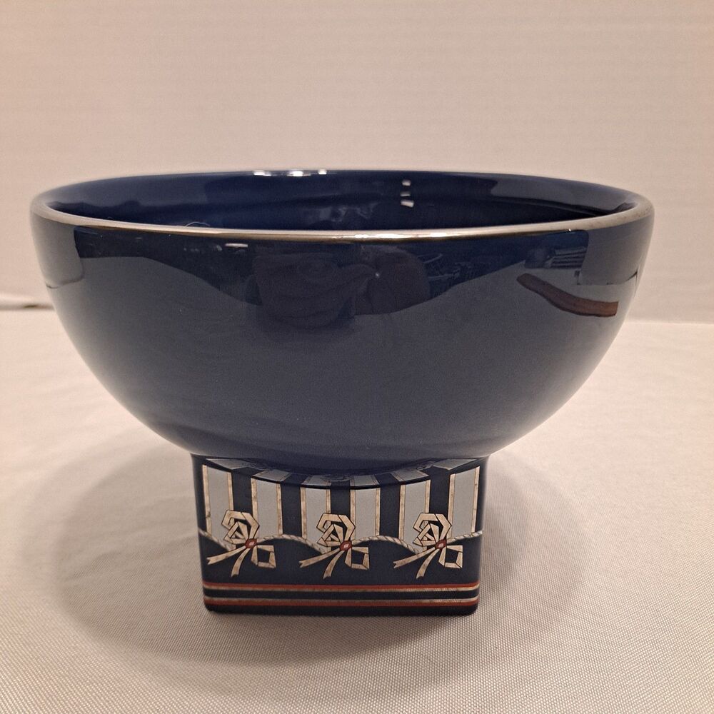 Deep Blue Cashe Pot By Elizabeth Arden 1993 Ceramic Potpourri Bowl Vase/Planter
